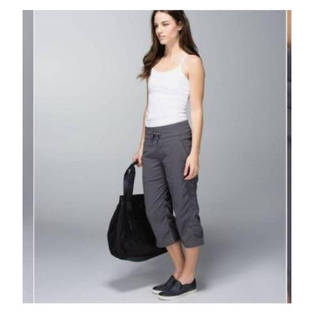 Lululemon Studio Crop Soot Light Charcoal Gray Drawstring Waist Pants Sz 4 - Picture 5 of 15